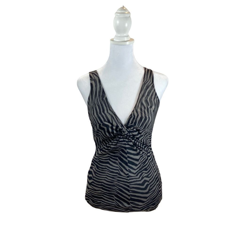 Express Brand Animal Print V Neck Sleeveless Blouse Size‎ Small Black and Grey